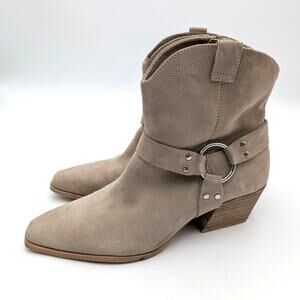 Open Edit Enzo Western Ankle Boot Square Toe Women's Taupe Size US10M EU40.5